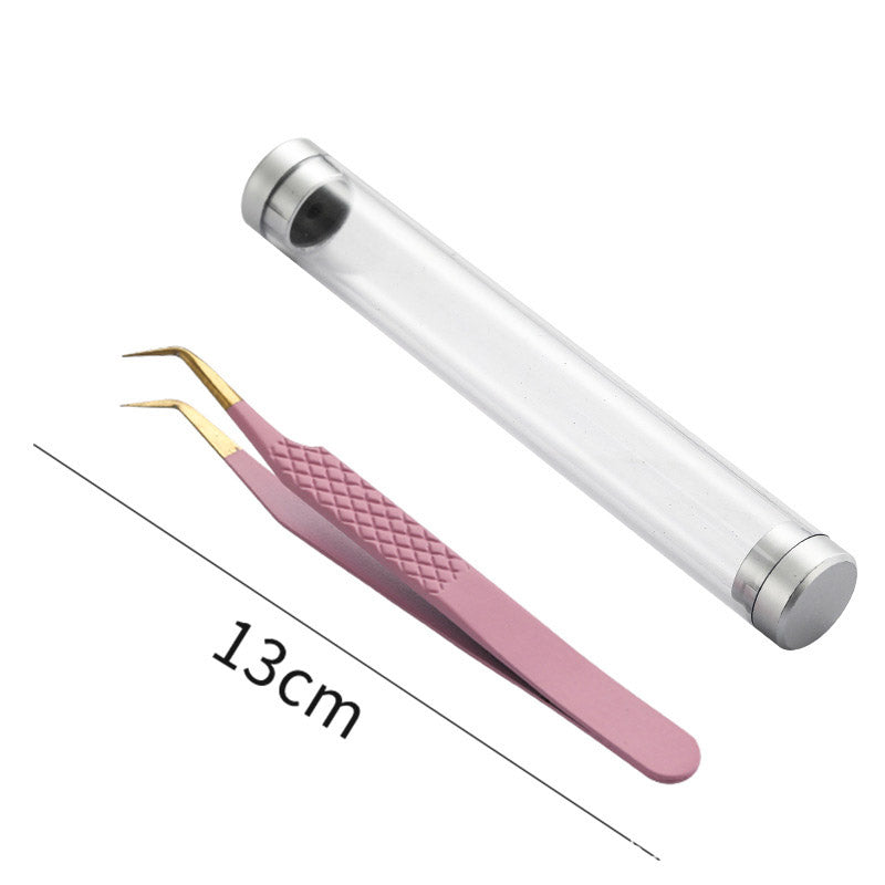 [TW3] PINK FIBRE TIP LASH TWEEZERS - 45 DEGREE