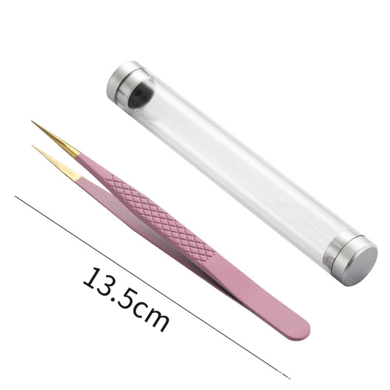 [TW6] PINK FIBRE TIP LASH TWEEZER - STRAIGHT