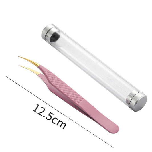[TW8]PINK FIBRE TIP LASH TWEEZERS-ISOLATION