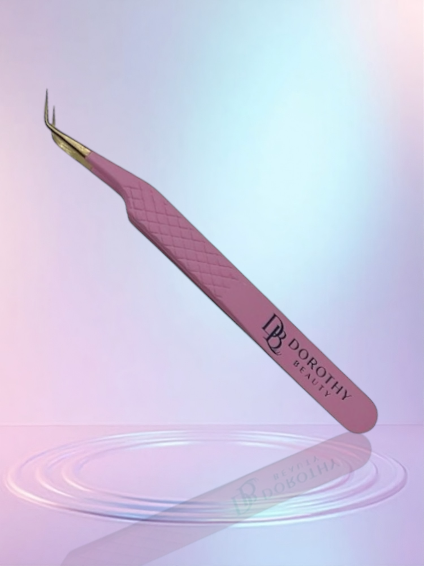 [TW3] PINK FIBRE TIP LASH TWEEZERS - 45 DEGREE