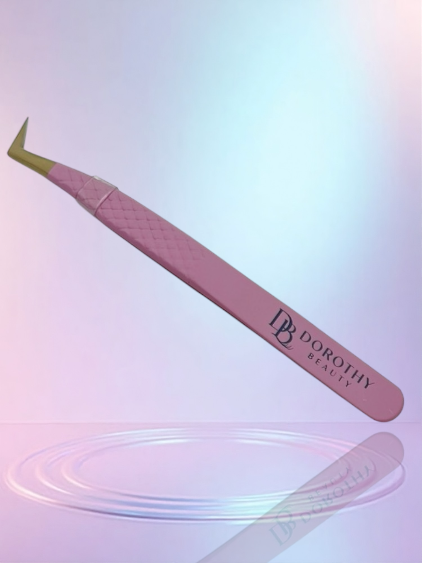 [TW7]PINK FIBRE TIP LASH TWEEZERS-VOLUME