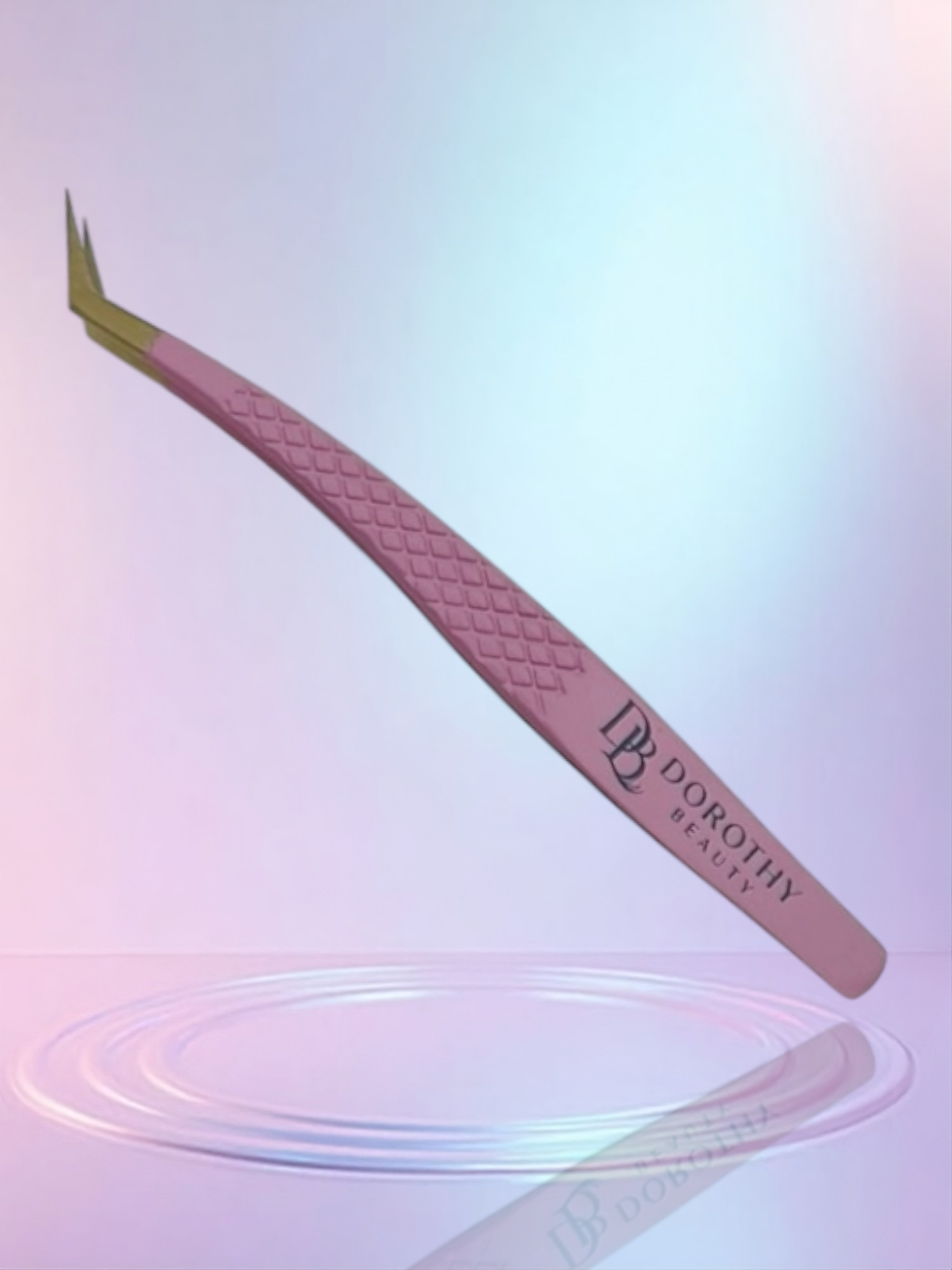 [TW1]PINK FIBRE TIP LASH TWEEZERS - CURVED POINTED