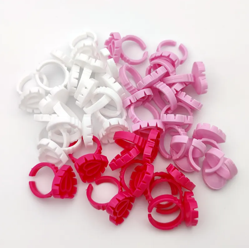 Heart-Shaped Lash Glue Rings – 100pcs (Hot Pink Only / Disposable)