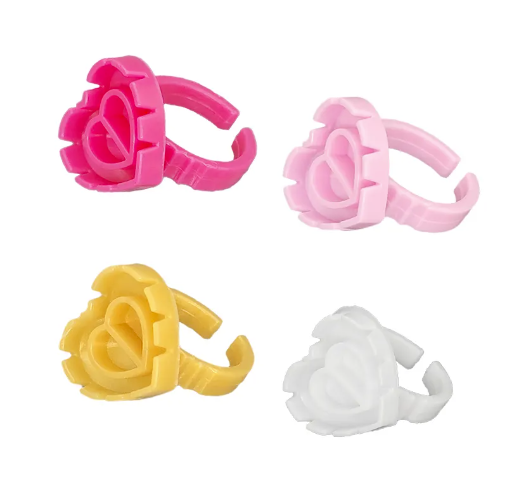 Heart-Shaped Lash Glue Rings – 100pcs (Hot Pink Only / Disposable)